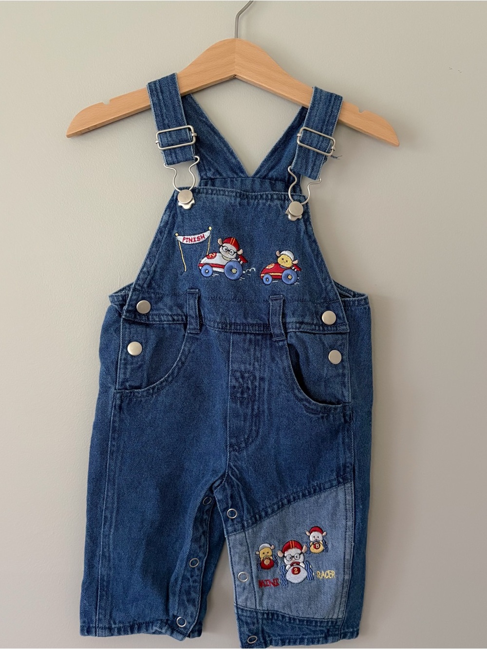 VTG Denim Blue Kids Racing Overalls - Unbranded